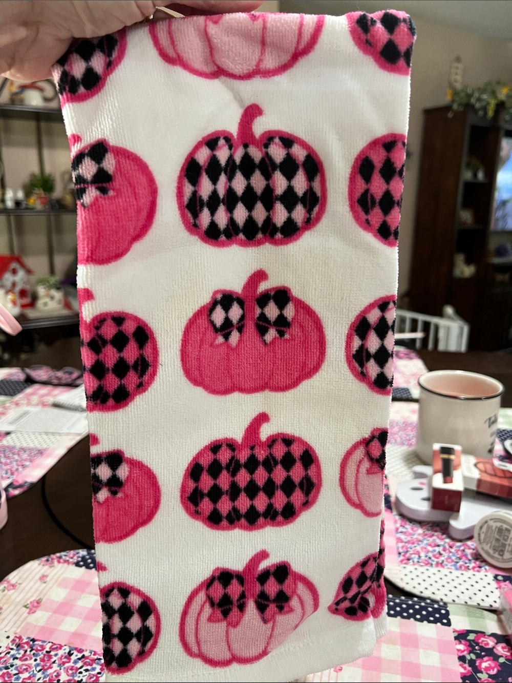 New Pink Pumpkin Pattern Kitchen Towels